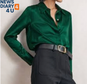 Joanna Lumley Summer Layering: Breezy White Trousers and Bottle-Green Silk Shirt